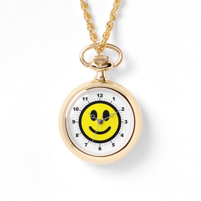 Vrouwen Happy Face Wraparound Gold Watch Horloge (Voorkant)