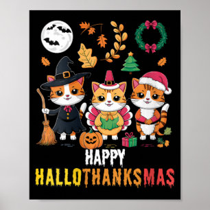 Vrouwen Happy Hallothanksmas Thanksgiving Hallowee Poster