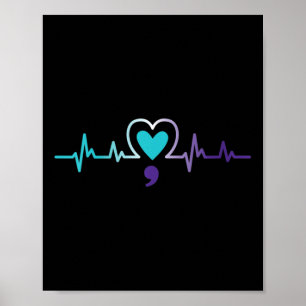Vrouwen Hartslag Semicolon Zelfmoordpreventie Ment Poster