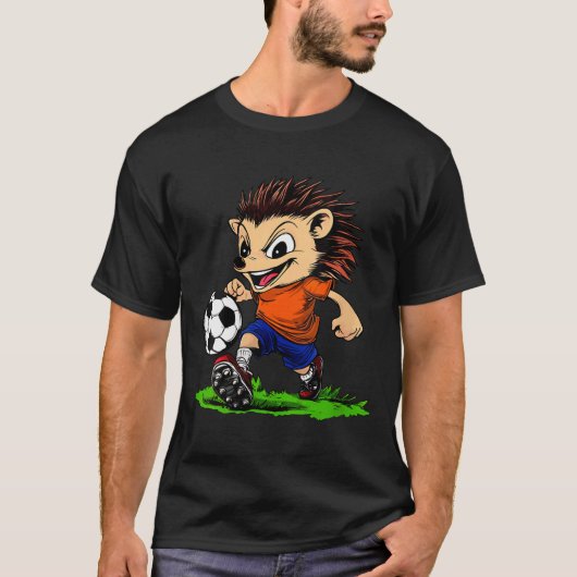 Vrouwen Hedgehog Voetballer V-nek T-shirt (Voorkant)