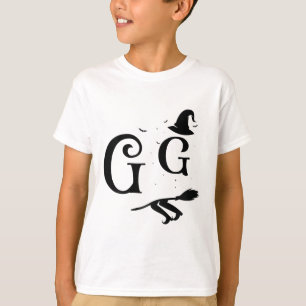Vrouwen heks Pet Graphic Spooky GG Funny Halloween T-shirt