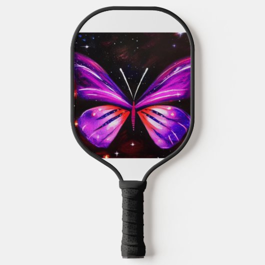 vrouwen hemelse vlinder zwart en wit pickleball paddle (Voorkant)