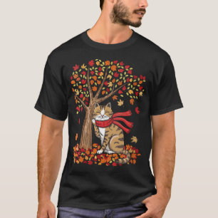 Vrouwen Het is Herfst Y'All Cat Leaf Herfst Hallo T-shirt