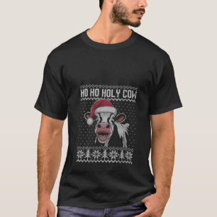 Vrouwen Ho ho koe lelijke trui grappige koe gezich T-shirt