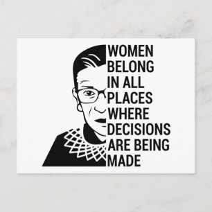 Vrouwen horen thuis op alle plaatsen waar beslissi briefkaart