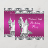 Vrouwen Hot Pink verjaardagsfeestje Kaart (Voorkant / Achterkant)