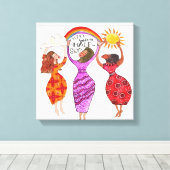 Vrouwen houden de halve hemel omhoog canvas afdruk (Insitu (Houten vloer))