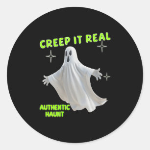 Vrouwen houden het soky grappig Halloween spook vo Ronde Sticker