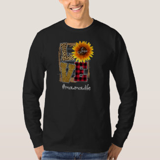 Vrouwen houden van mawmawlife Zonnebloem Lopard Pu T-shirt