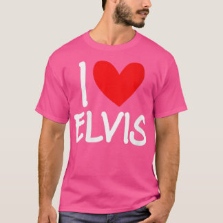 Vrouwen I Love Elvis Name Personated Mannen Guy BF T-shirt