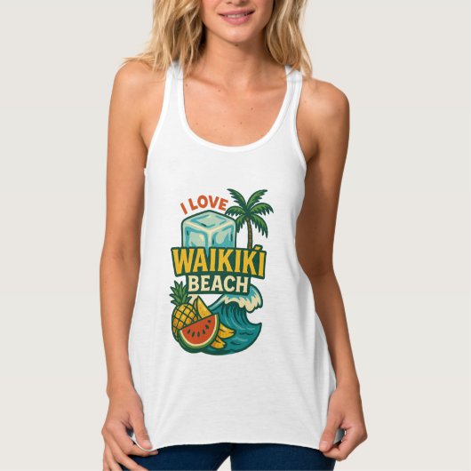 Vrouwen ik hou van Waikīkī Beach Tanktop (Voorkant)