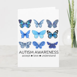 Vrouwen In April Dragen Blauwe Vlinder Autisme Men Kaart