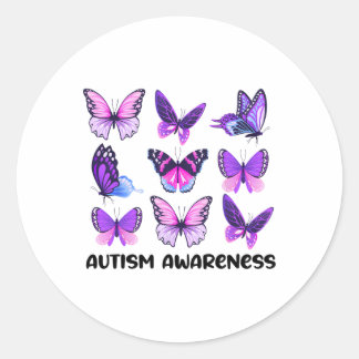 Vrouwen In April We Draag Blauwe Vlinder Autisme M Ronde Sticker