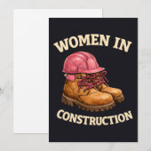 Vrouwen in de bouw met werkschoenen en veiligheids kaart (Voorkant / Achterkant)
