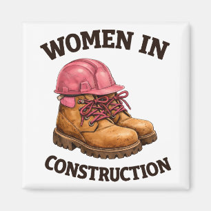 Vrouwen in de bouw met werkschoenen en veiligheids magneet
