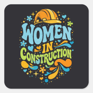 Vrouwen in de Bouw Retro Empowerment Vierkante Sticker