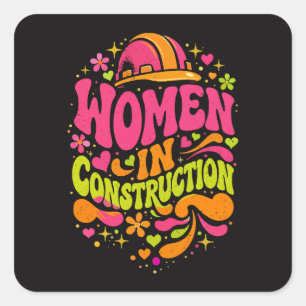 Vrouwen in de bouw Retro Empowerment Vierkante Sticker