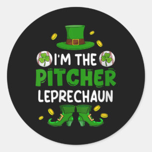 Vrouwen in de Pitcher Baseball St. Patricks Day Bo Ronde Sticker