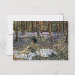 Vrouwen in een bos van Bluebell Bloemen Kaart