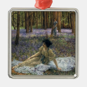 Vrouwen in een boslandschap met Bluebells Metalen Ornament