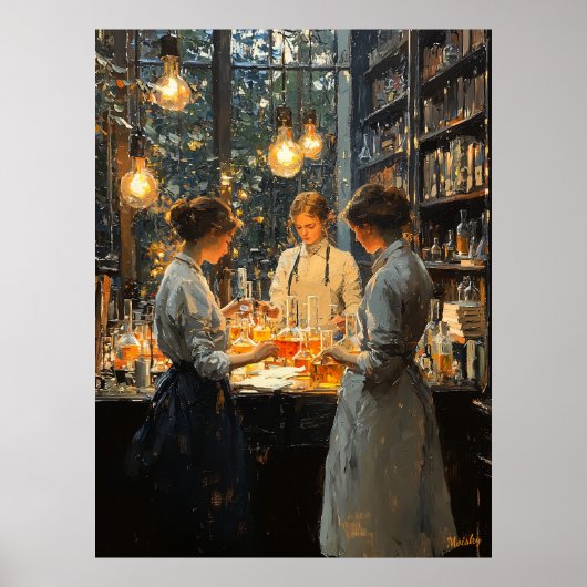 Vrouwen in een laboratorium in het impressionisme poster (Voorkant)