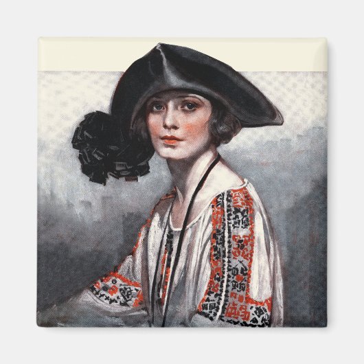 Vrouwen in geborduurde Blouse Magneet (Voorkant)