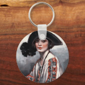 Vrouwen in geborduurde Blouse Sleutelhanger (Voorkant)