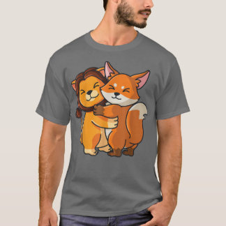 Vrouwen in het Dierenvriend Lion en Fo Hugging Cut T-shirt