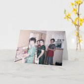 Vrouwen in het Retro Wenskaart van de Keuken Kaart (Gele Bloem)