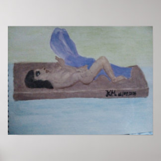 Vrouwen in het schilderen van hout Poster