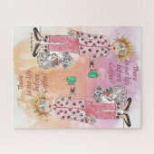 Vrouwen in pyjama hebben haar koffiegekleurde teke legpuzzel (Horizontaal)