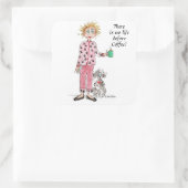 Vrouwen in pyjama hebben haar koffiegekleurde teke vierkante sticker (Tas)