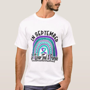 Vrouwen in september Draag we Blauwgroen Paarse ze T-shirt