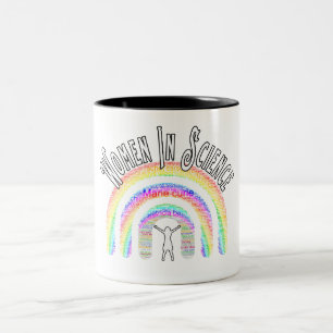 Vrouwen in Wetenschap Regenboog Word Fill Design Tweekleurige Koffiemok
