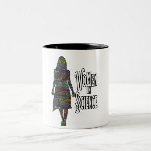 Vrouwen in Wetenschap Vrouw Silhouet Woordvulling Tweekleurige Koffiemok