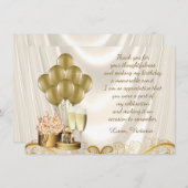 Vrouwen Ivoor Goud Verjaardagsfeest Dank u Kaarten (Voorkant / Achterkant)