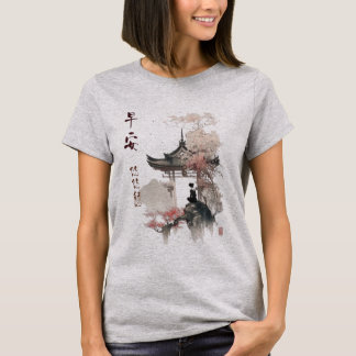 Vrouwen Japans Waterverf Scene Tshirt