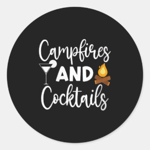 Vrouwen Kampeervuren En Staarten Camping Liefhebbe Ronde Sticker