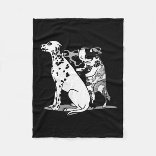 Vrouwen Kat en Hond Tattoo Grappig Tattoo Liefhebb Fleece Deken