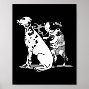 Vrouwen Kat en Hond Tattoo Grappig Tattoo Liefhebb Poster