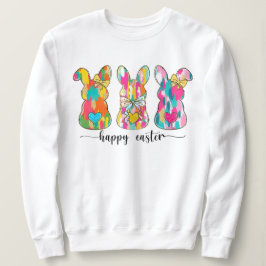 Vrouwen Kleurrijke Glitter Happy Easter Bunny Trui