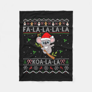 Vrouwen Koala Kerstvakantie Santa Hat Koala Ugly C Fleece Deken