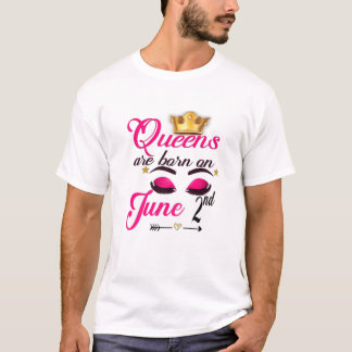 Vrouwen koninginnen worden geboren op 2 juni en de t-shirt