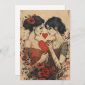 Vrouwen Koppel Valentijnsdag Feestdagenkaart (Voorkant / Achterkant)