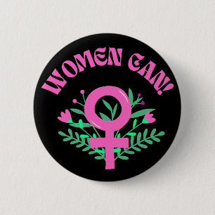 Vrouwen kunnen feministisch zijn ronde button 5,7 cm