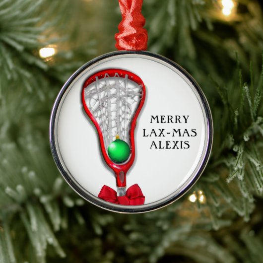 Vrouwen Lacrosse Kerstmis Metalen Ornament (Boom)