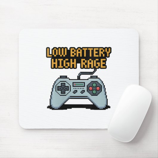 Vrouwen Lage Batterij Hoge Rage Gamer Quote V-hals Muismat (Met muis)