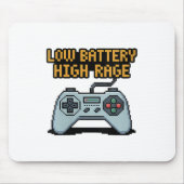 Vrouwen Lage Batterij Hoge Rage Gamer Quote V-hals Muismat (Voorkant)