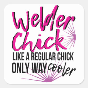 Vrouwen lasser manier koeler grappig lassen humori vierkante sticker