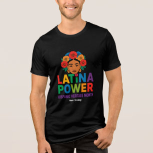 Vrouwen Latina Power Flowers Spaanse Maand Tri-Blend Shirt